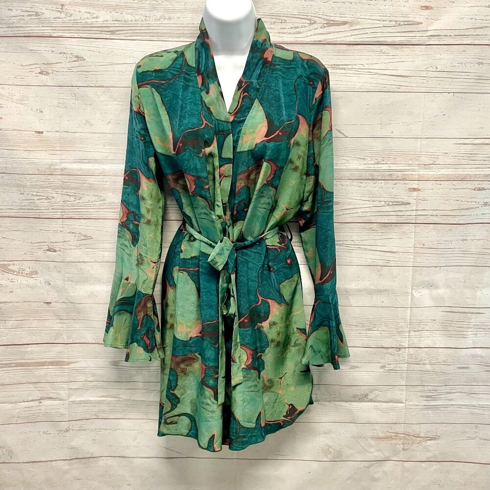 Stone Cold Fox Green Teal Marble Print Mini Dress